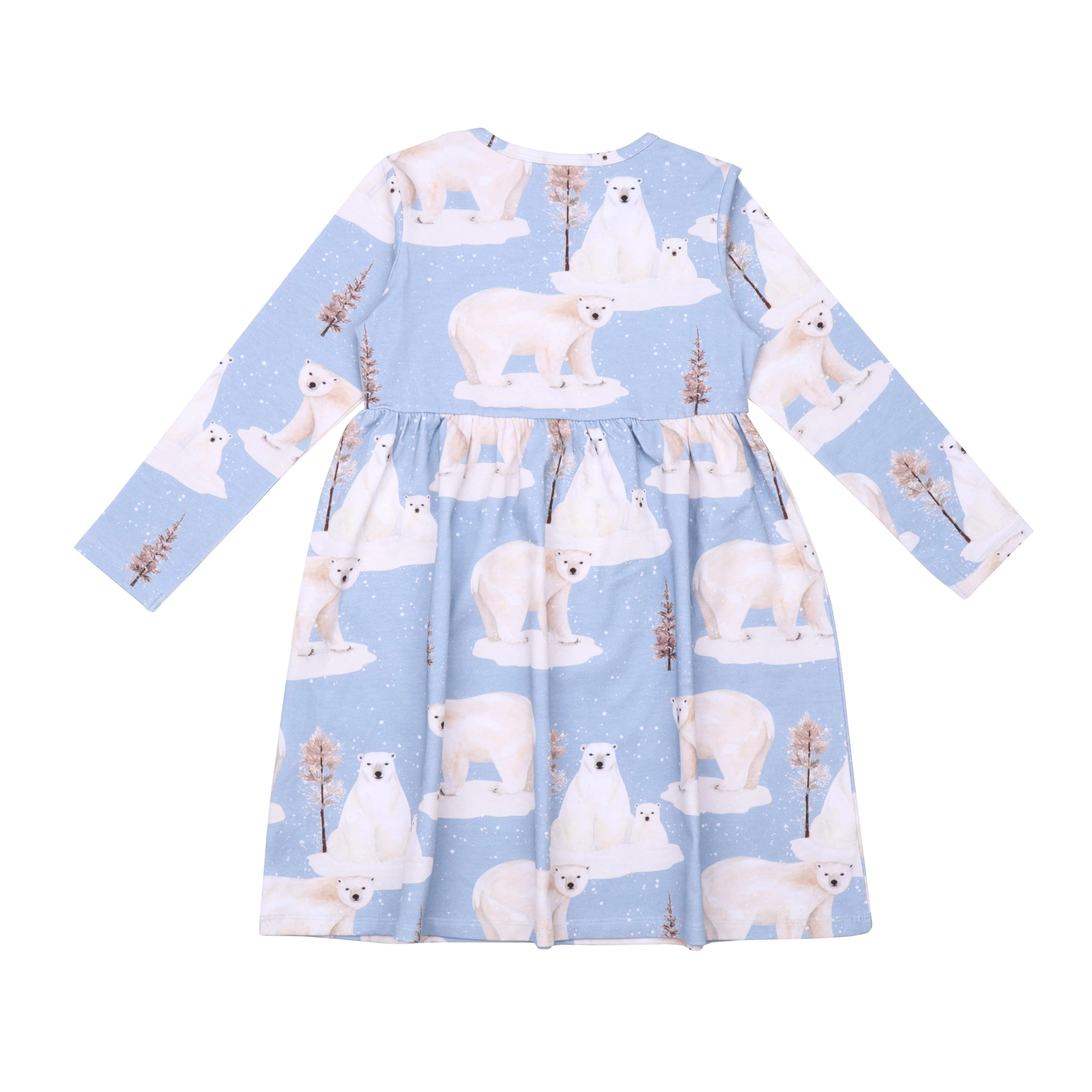 Walkiddy Polar Bear Family Long Sleeve Twirly Dress