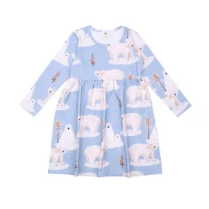 Walkiddy Polar Bear Family Long Sleeve Twirly Dress