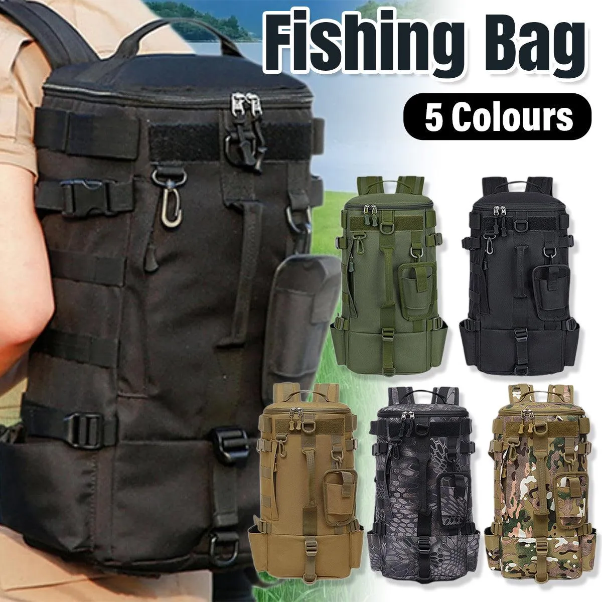Waterproof Fishing Tackle Bag Large Capacity Multi Functional Shoulder Storage