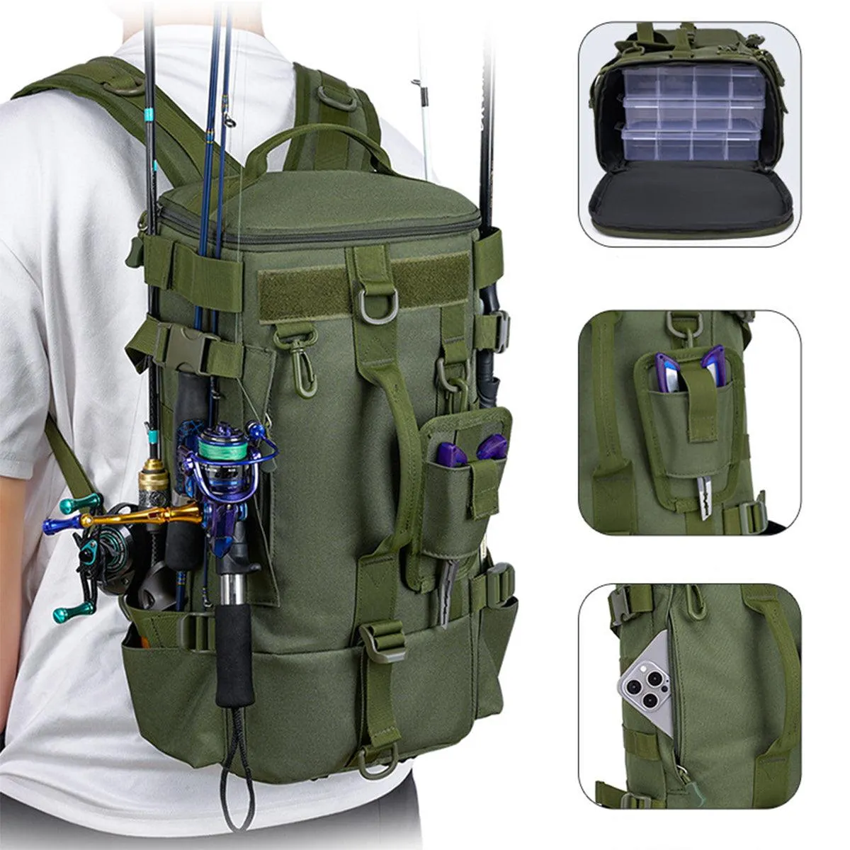 Waterproof Fishing Tackle Bag Large Capacity Multi Functional Shoulder Storage