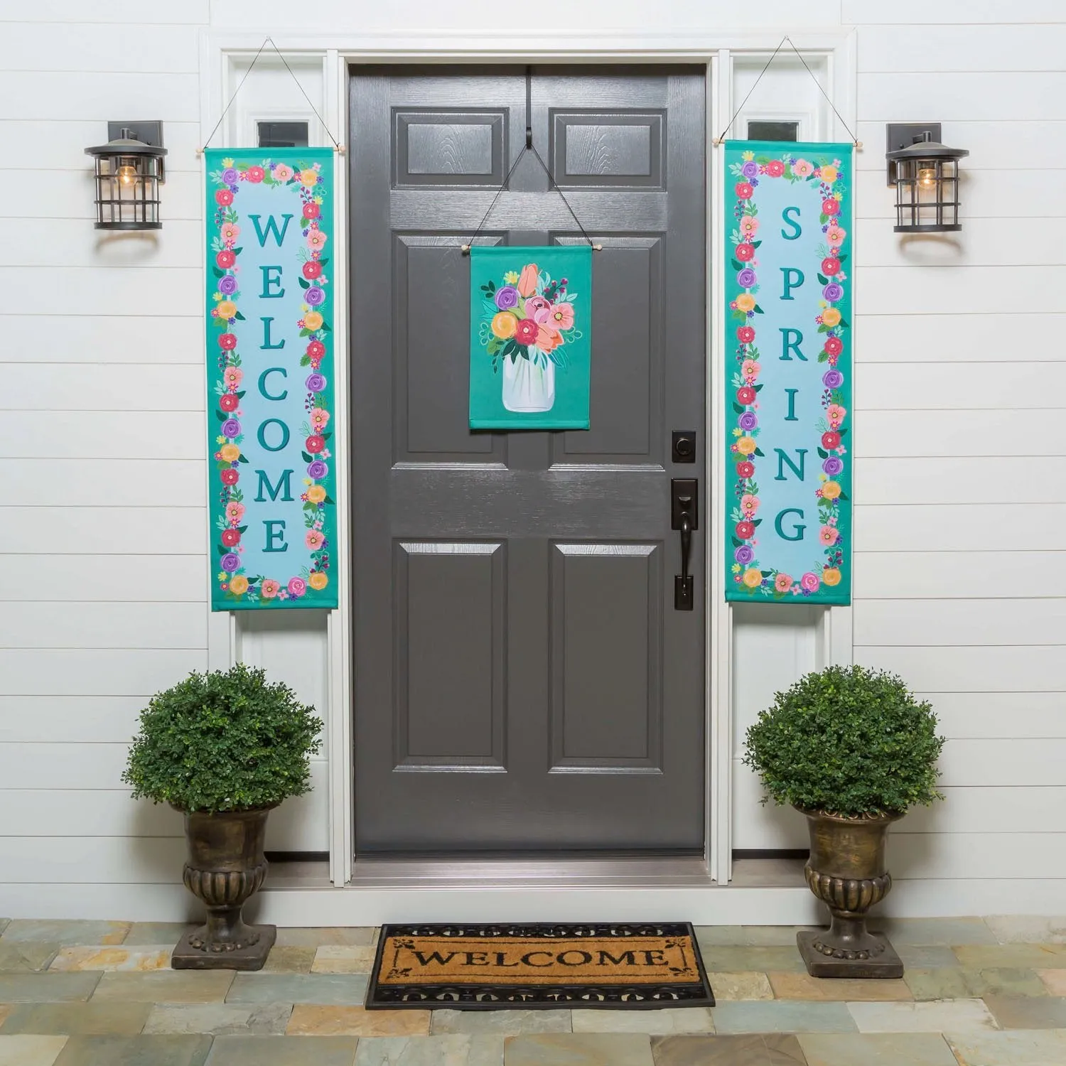 Welcome Spring Floral Door Banner Kit,2dbk1815
