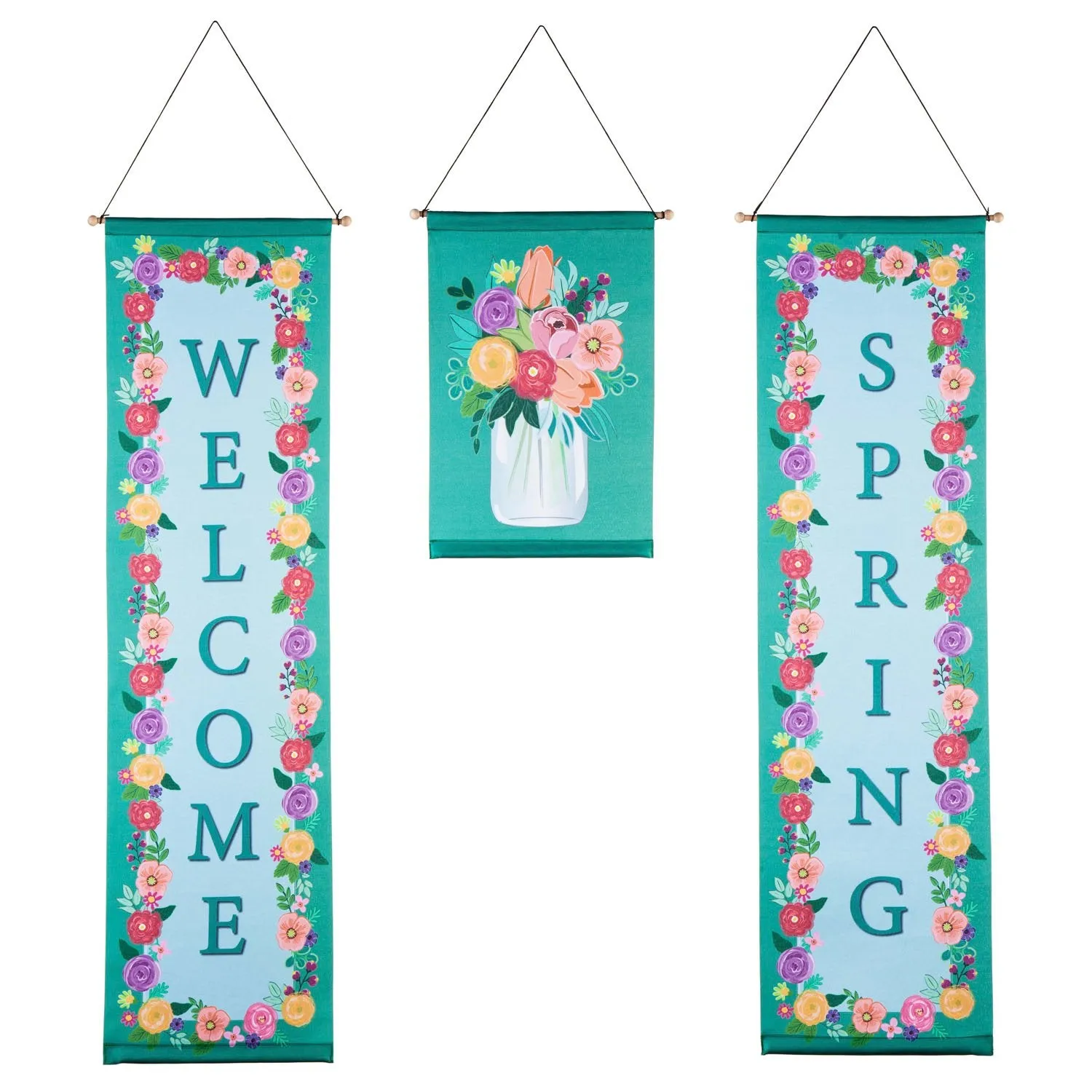 Welcome Spring Floral Door Banner Kit,2dbk1815