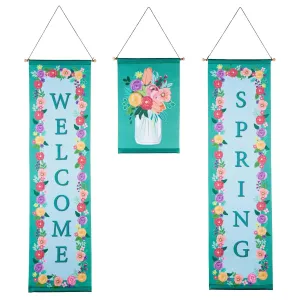 Welcome Spring Floral Door Banner Kit,2dbk1815