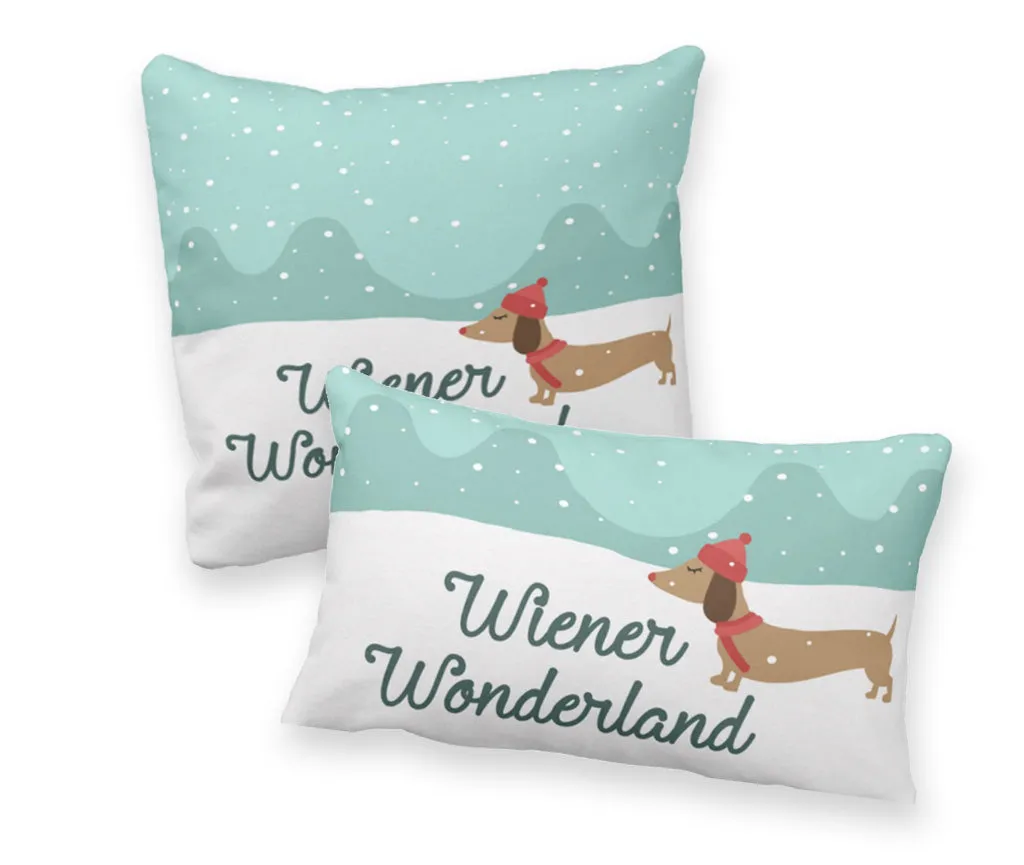 Wiener Wonderland Snow Dachshund Holiday Accent Pillow