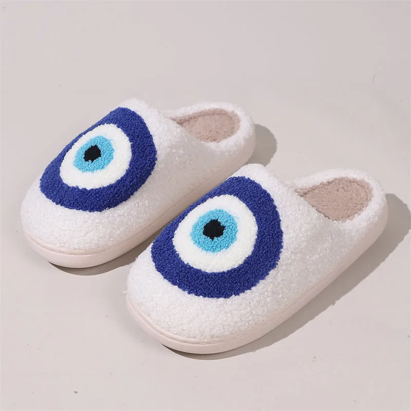 Winter Closed Toe Evil Eyes Indoor Plush Slippers