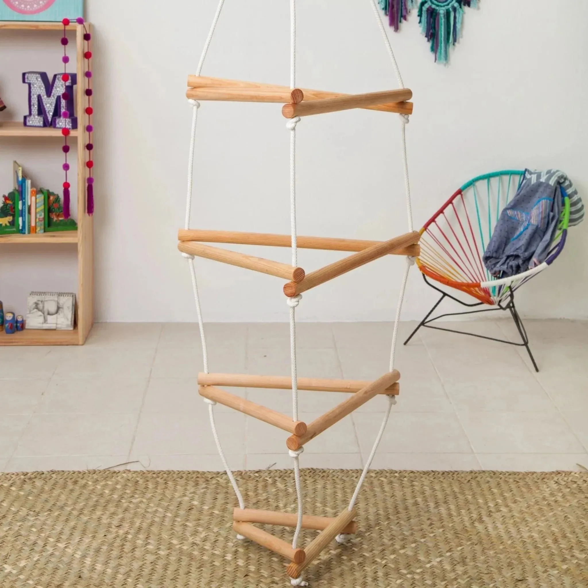 WIWIURKA WOODEN CLIMBER TRIANGULAR ROPE LADDER