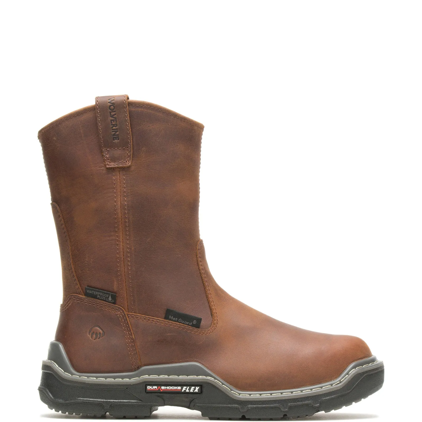 Wolverine Raider Durashocks Metguard Waterproof Mens Brown Wide Work Boots
