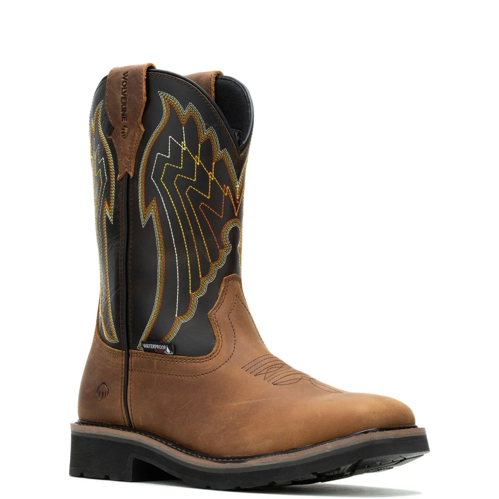 Wolverine Rancher Eagle Waterproof Steel-Toe Mens Brown Wide Work Boots