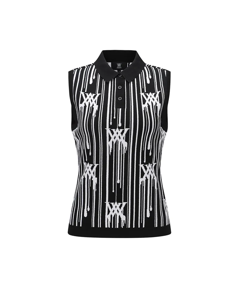 Women Rain Logo Sleeveless Sweater - Black