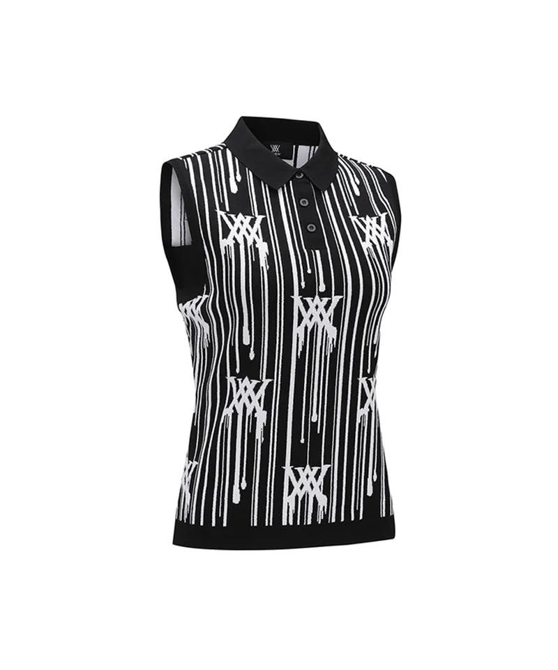 Women Rain Logo Sleeveless Sweater - Black