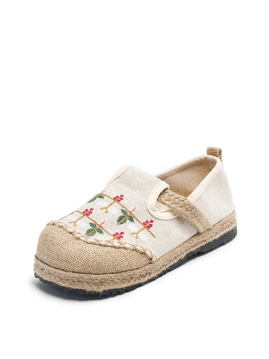 Women Spring Cotton Linen Embroidery Shoes