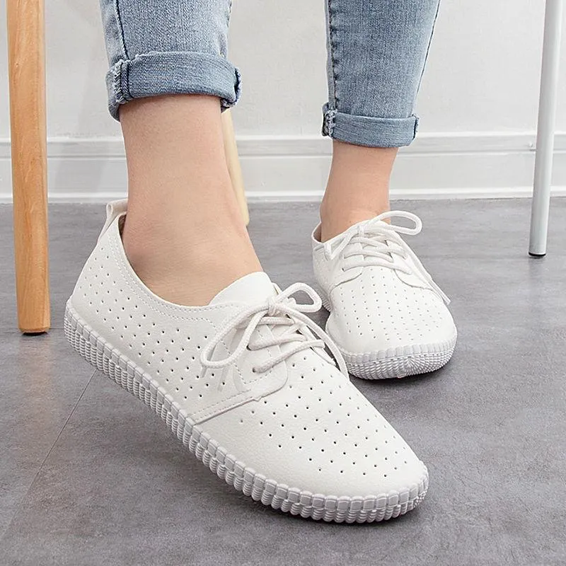 Women's Shoes White Shoes Female Students The Wild Leather Shoes Withe Shoes