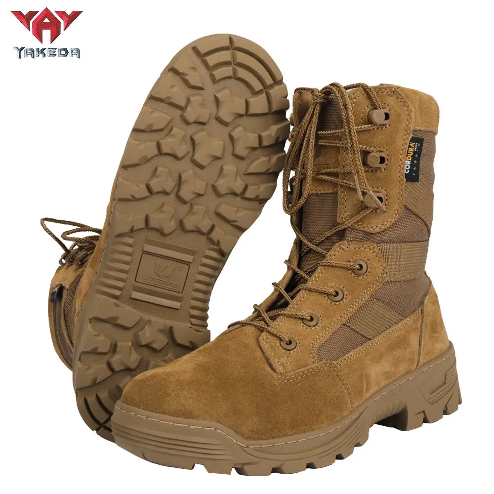 Yakeda Men's Genuine Leather shoes Wear-resistant Climbing Trekking Outdoor Hiking Boots Tactical