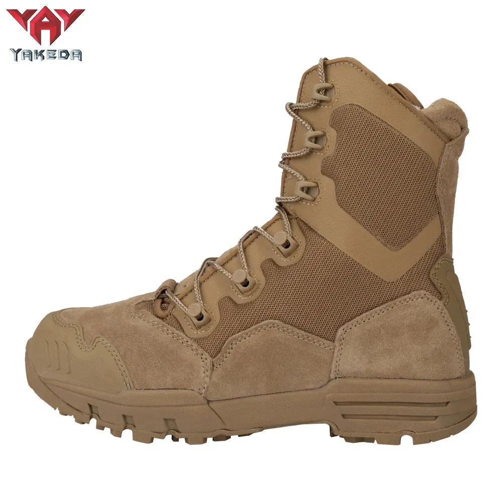 Yakeda Men's Genuine Leather shoes Wear-resistant Climbing Trekking Outdoor Hiking Boots Tactical