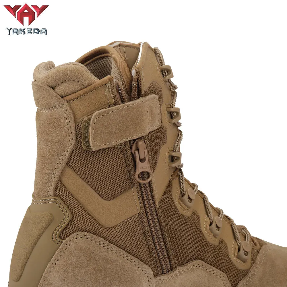 Yakeda Men's Genuine Leather shoes Wear-resistant Climbing Trekking Outdoor Hiking Boots Tactical