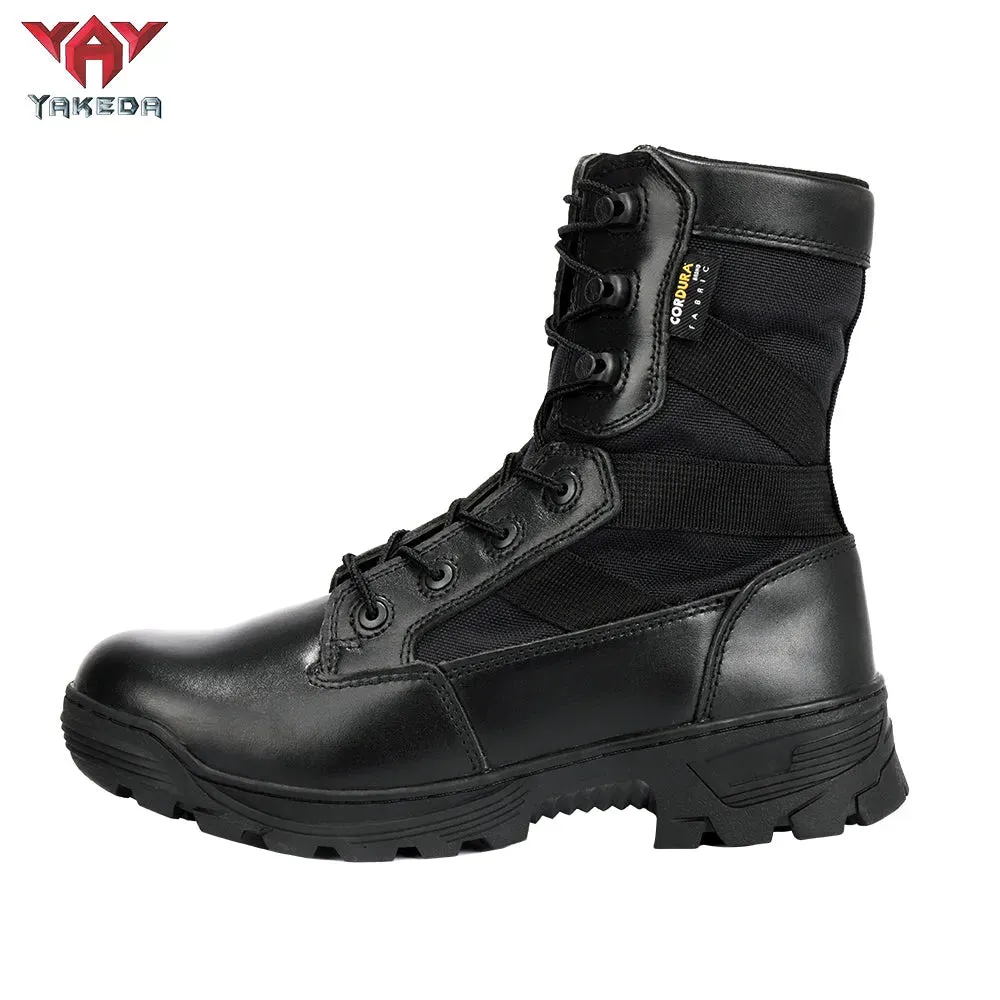 Yakeda Men's Genuine Leather shoes Wear-resistant Climbing Trekking Outdoor Hiking Boots Tactical
