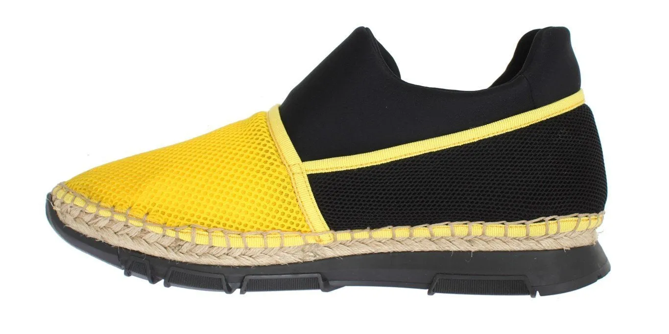 Yellow Black Mesh Neoprenene Designer Dress Sneakers