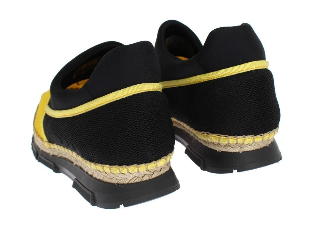 Yellow Black Mesh Neoprenene Designer Dress Sneakers