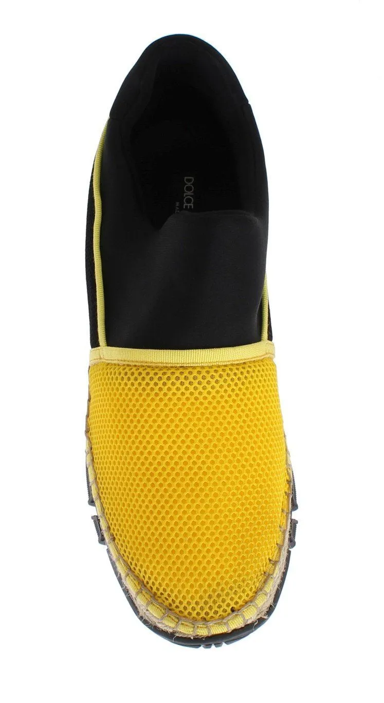 Yellow Black Mesh Neoprenene Designer Dress Sneakers