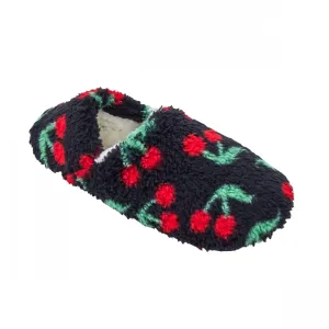 ZUZIFY Cozy Fleece High Cut Slipper Socks with Grippers Black / Red M / L