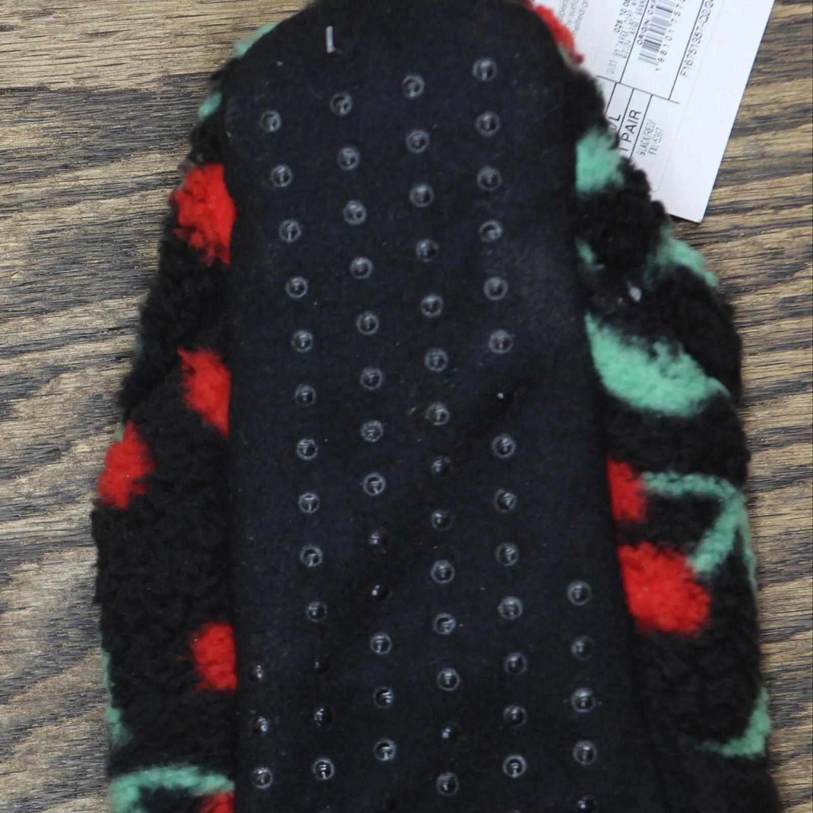 ZUZIFY Cozy Fleece High Cut Slipper Socks with Grippers Black / Red M / L