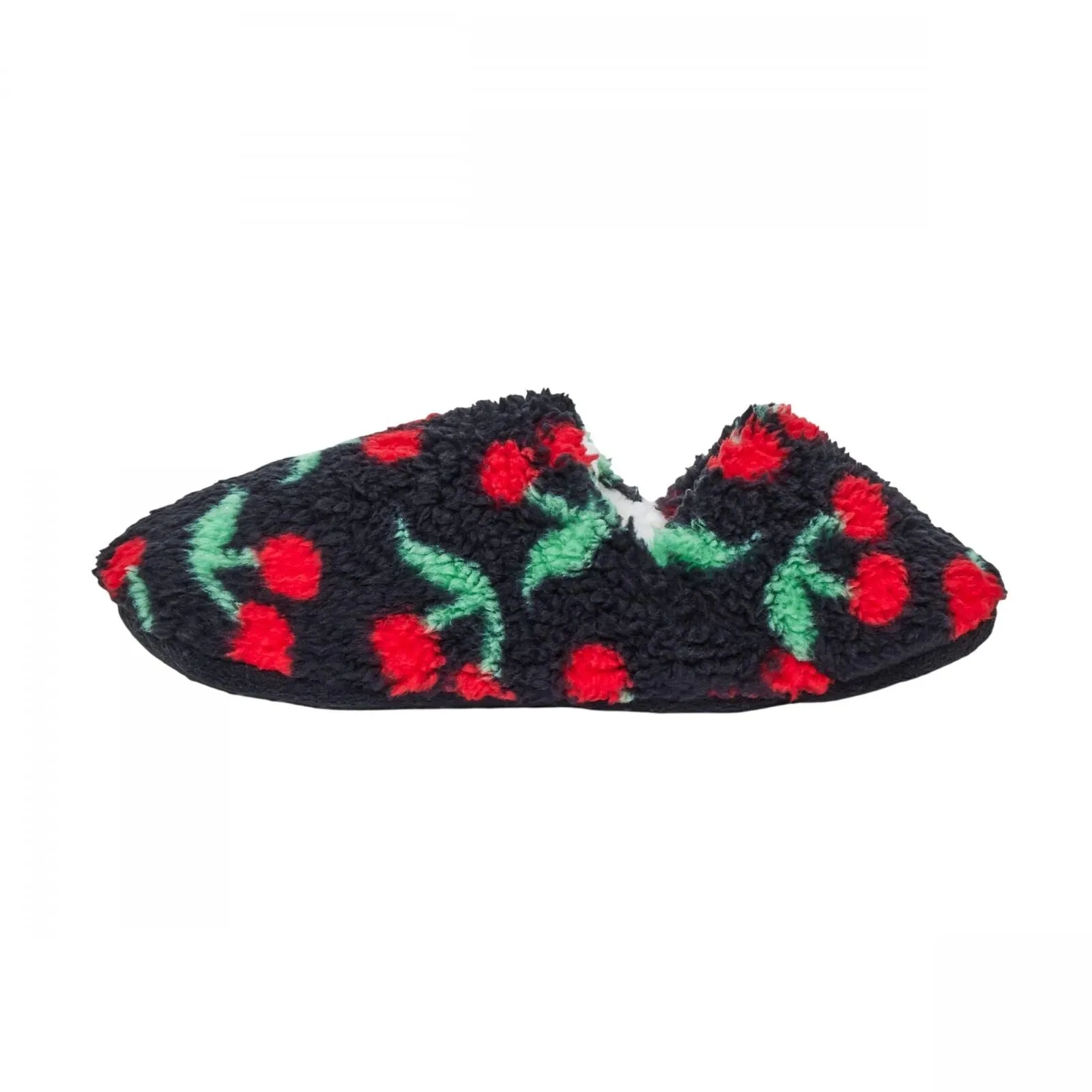 ZUZIFY Cozy Fleece High Cut Slipper Socks with Grippers Black / Red M / L
