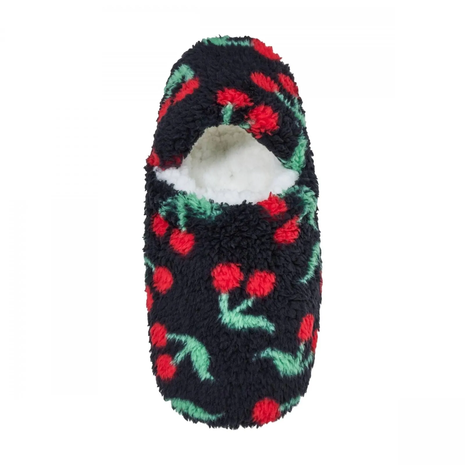 ZUZIFY Cozy Fleece High Cut Slipper Socks with Grippers Black / Red M / L