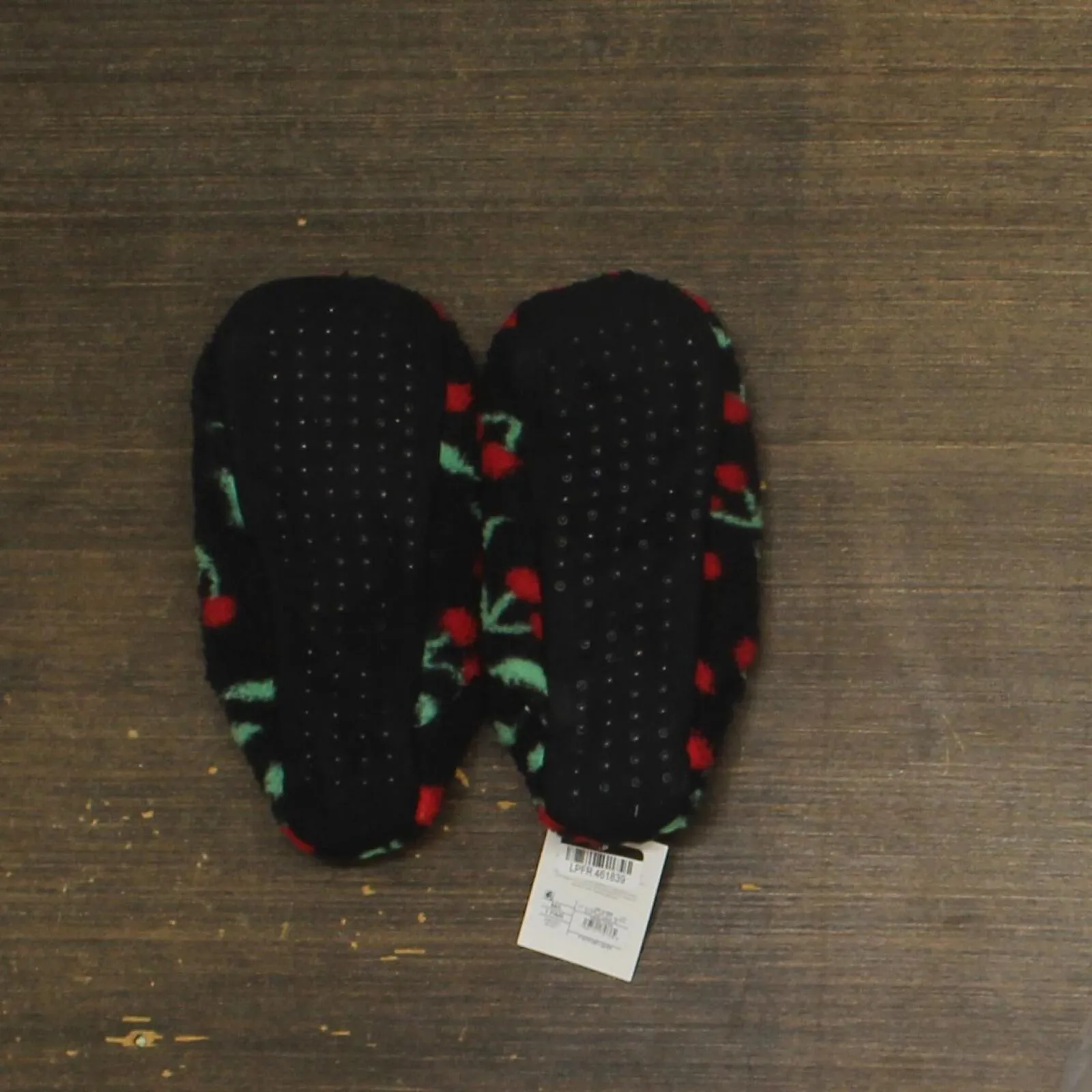 ZUZIFY Cozy Fleece High Cut Slipper Socks with Grippers Black / Red M / L