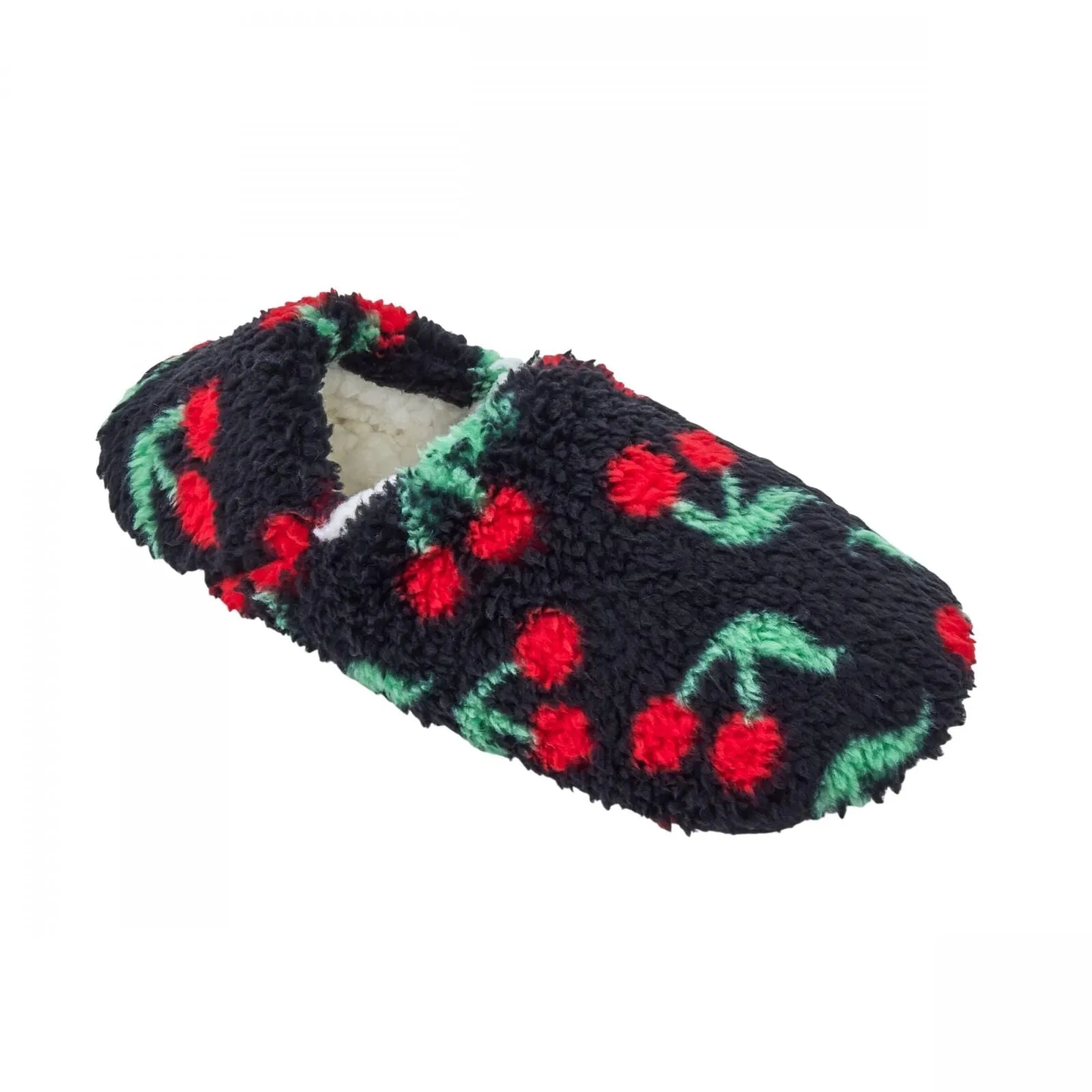 ZUZIFY Cozy Fleece High Cut Slipper Socks with Grippers Black / Red M / L